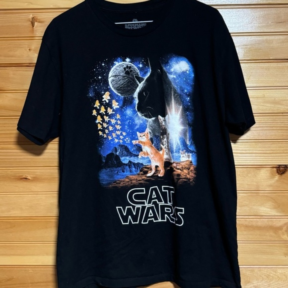 Cat Wars Black Tee Star Wars Spoof Size Large